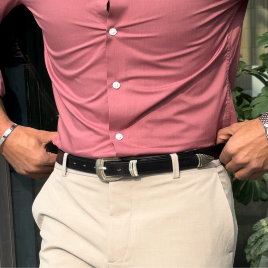 The Marshal: A Touch of Refined silver on a Sleek 1" Western Belt