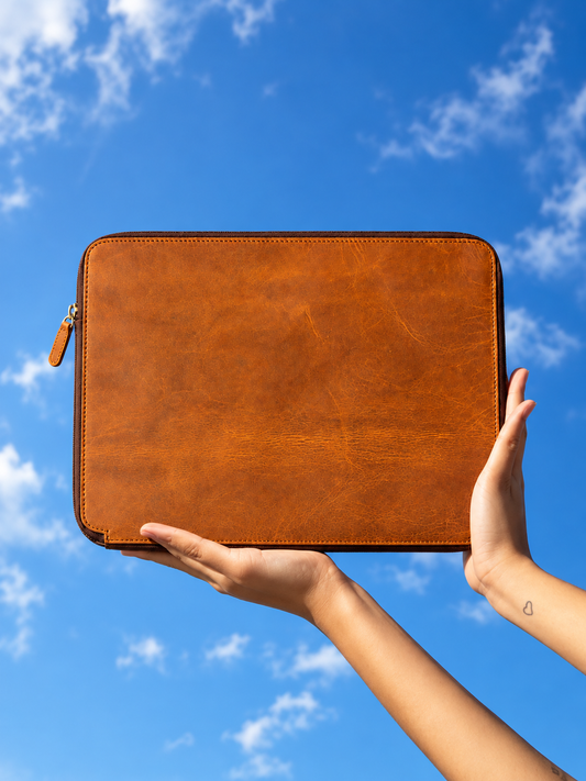 Elite Tan leather Laptop Sleeve