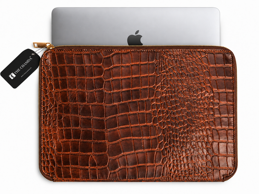 Prestige Wine Tan Croc Laptop Sleeve