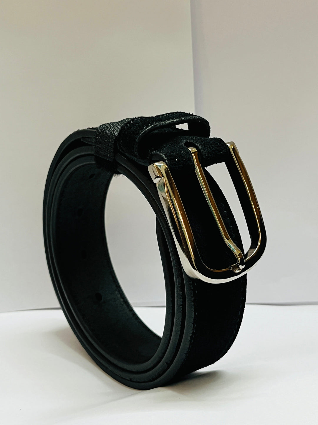 Genuine Suede Leather Belt In Black Colour In 32 Mm