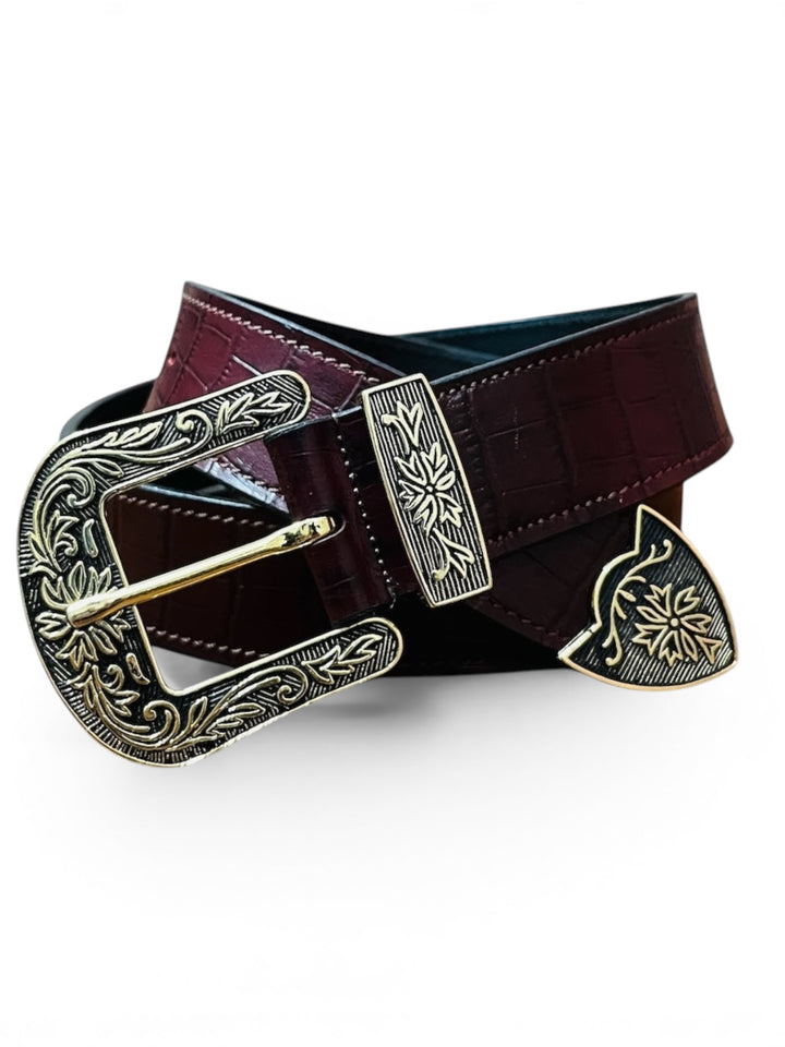 The Royal Croc Redwine Textured Belt