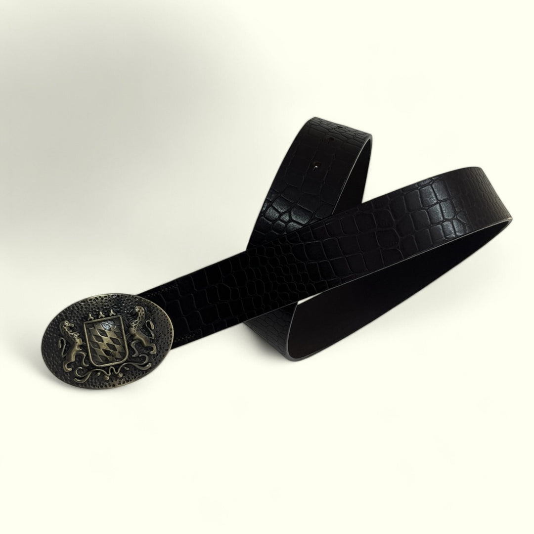 Maharaja's Regal Roar Buckle belt: Luxe Bark Brown snake Textured.