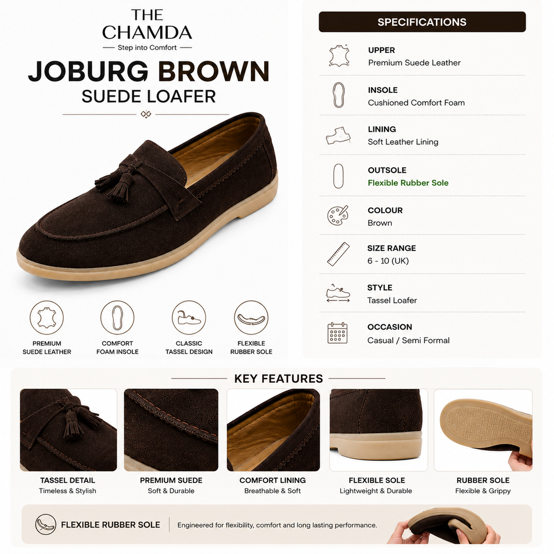 Joburg Brown Suede Loafer/ Tassels