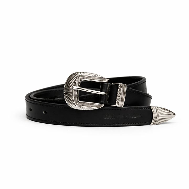 The Marshal: A Touch of Refined silver on a Sleek 1" Western Belt