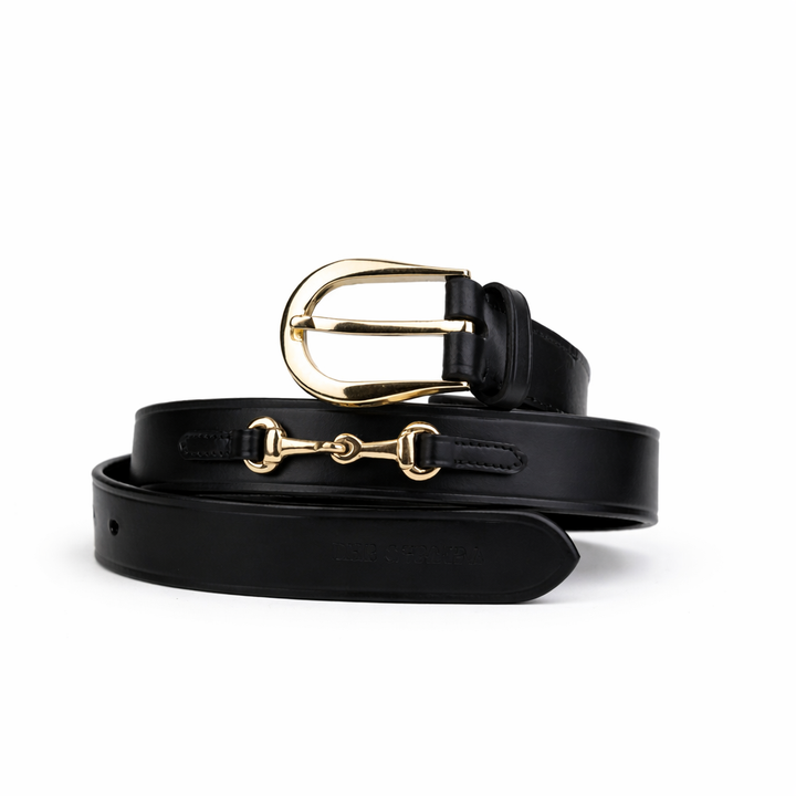 Flat Leather Belt With Snaffle Bits In 28 Mm
