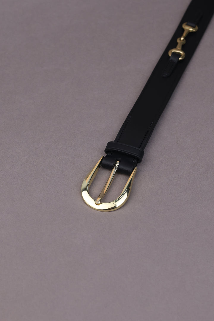 Flat Leather Belt With Snaffle Bits In 28 Mm