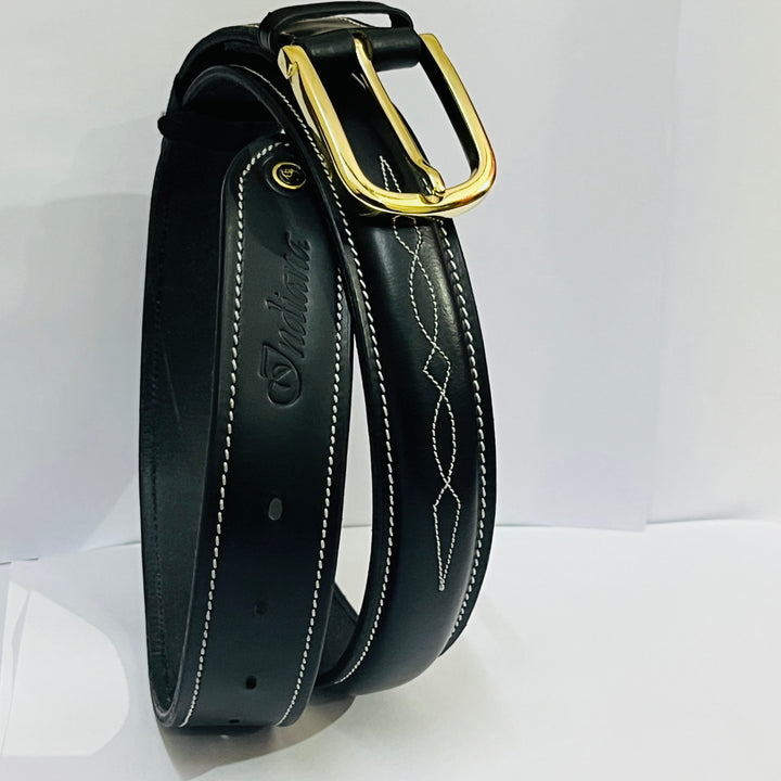 Raised Fancy Stitched Genuine Leather  Belt In 32Mm