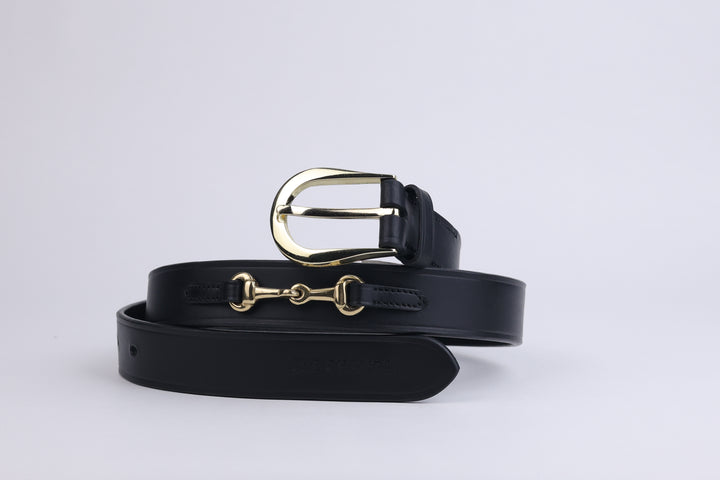 Flat Leather Belt With Snaffle Bits In 28 Mm