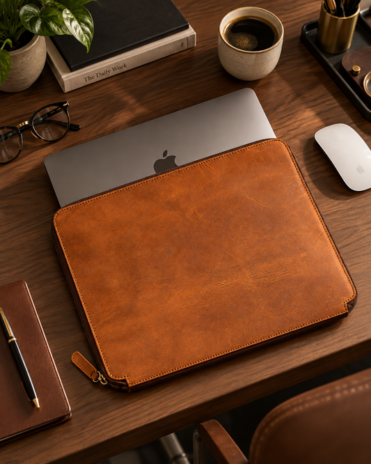 Elite Tan leather Laptop Sleeve