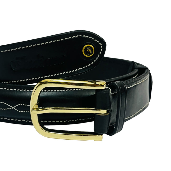 Raised Fancy Stitched Genuine Leather  Belt In 32Mm