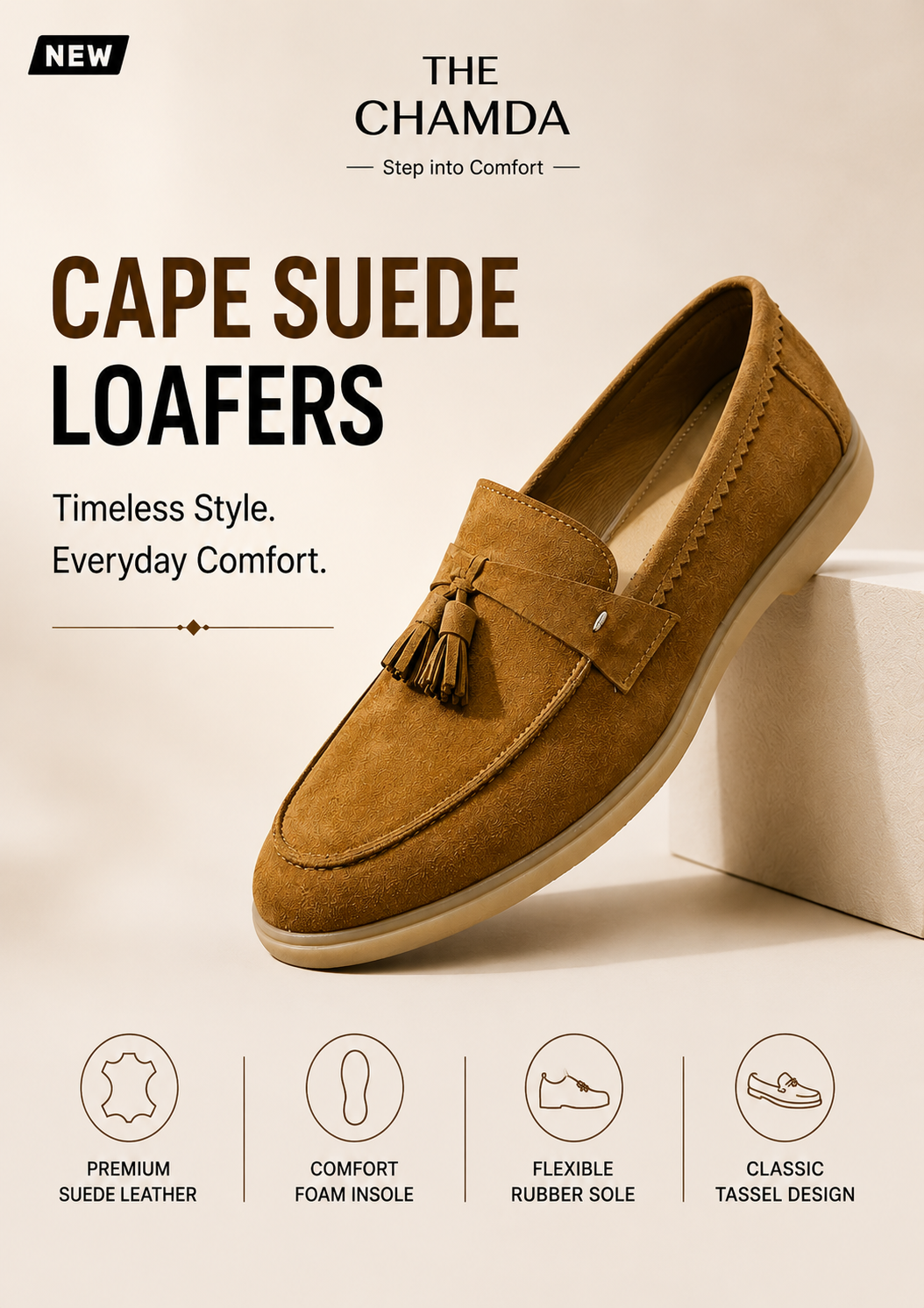 Cape Camel Suede Loafer/ Tassels
