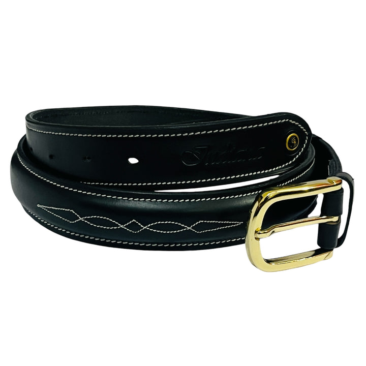 Raised Fancy Stitched Genuine Leather  Belt In 32Mm