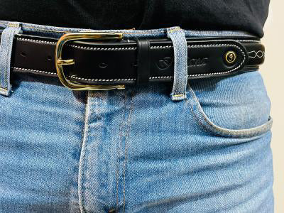Raised Fancy Stitched Genuine Leather  Belt In 32Mm