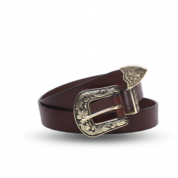 Countryman's sleek textured western Belt in rich Oak brown colour