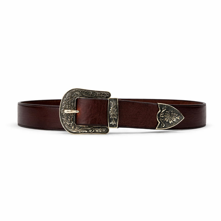 Royal English Oak brown textured western buckle belt