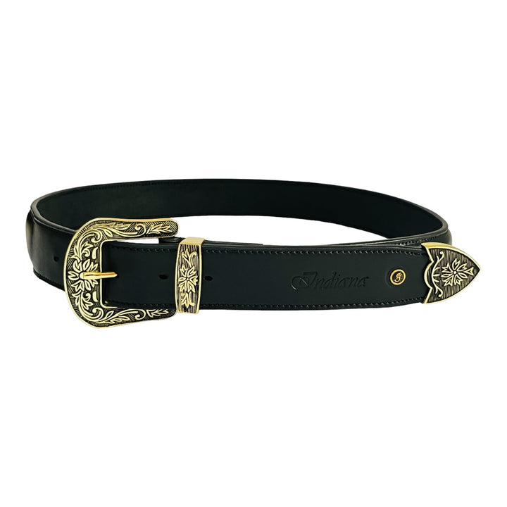 raised leather belt with western  buckle 1.5"