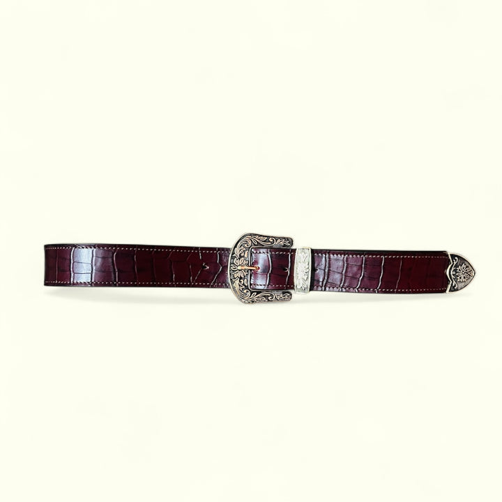 The Royal Croc Redwine Textured Belt