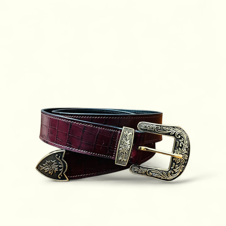 The Royal Croc Redwine Textured Belt