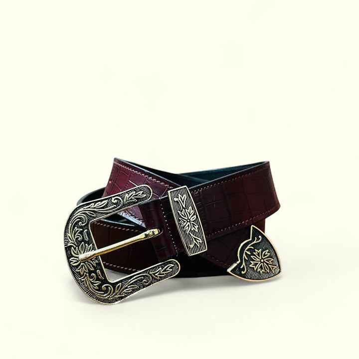 The Royal Croc Redwine Textured Belt