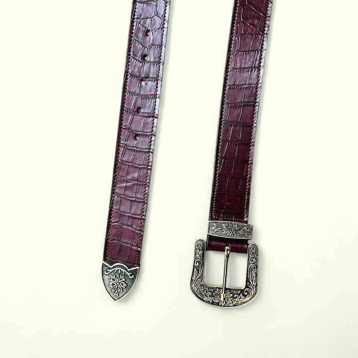The Royal Croc Redwine Textured Belt
