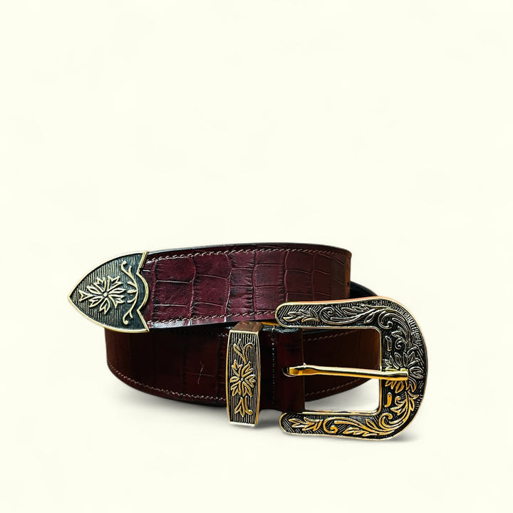 The Royal Croc Redwine Textured Belt