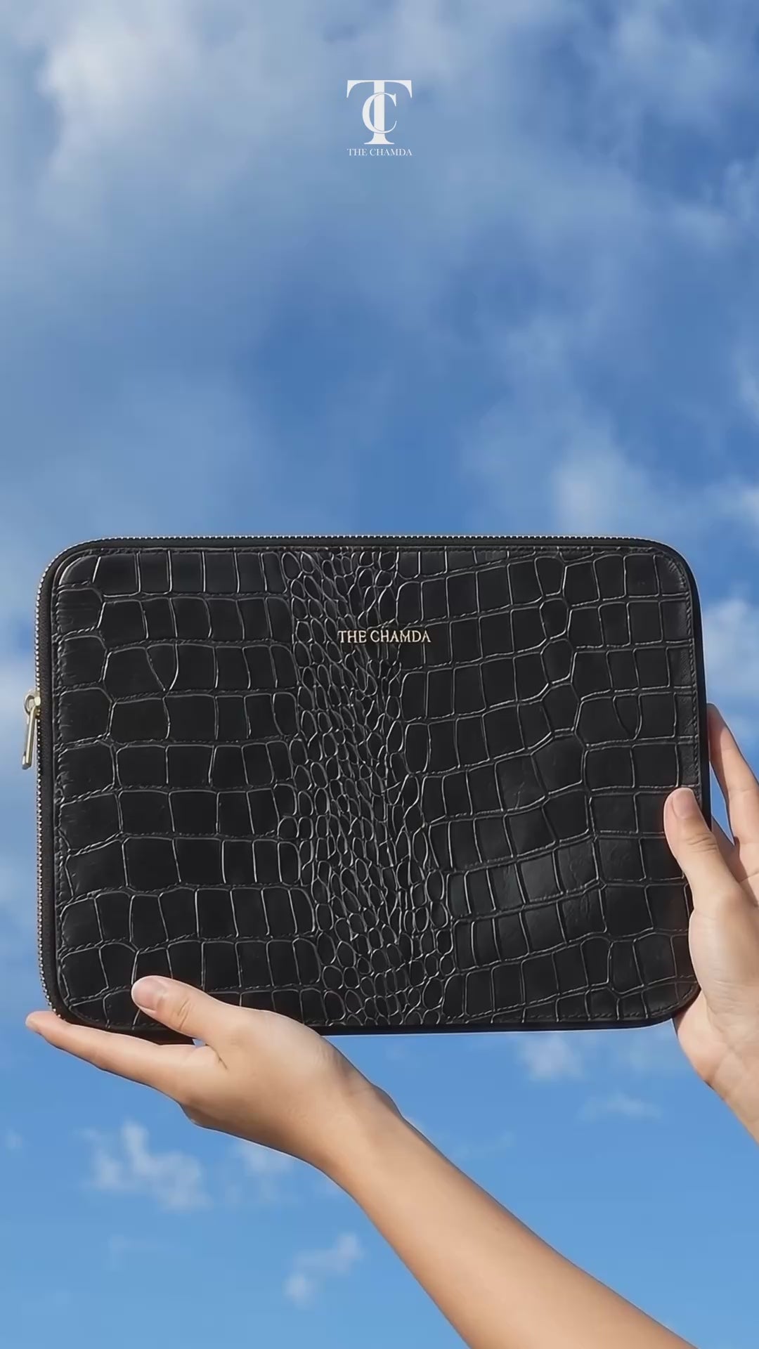 Elegant Black Croc Laptop Sleeve