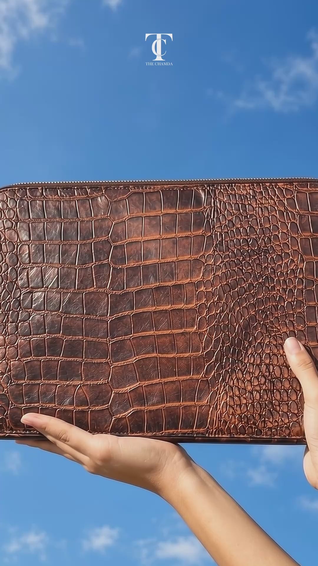 Prestige Wine Tan Croc Laptop Sleeve