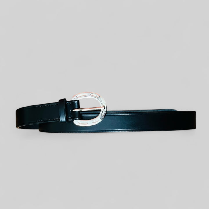 The Saddlers Belt – Premium Black Leather Belt with Horse-Shoe Silver Buckle (30mm)